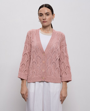 Peserico Розовый ажурный кардиган с пайетками A99055F0309110