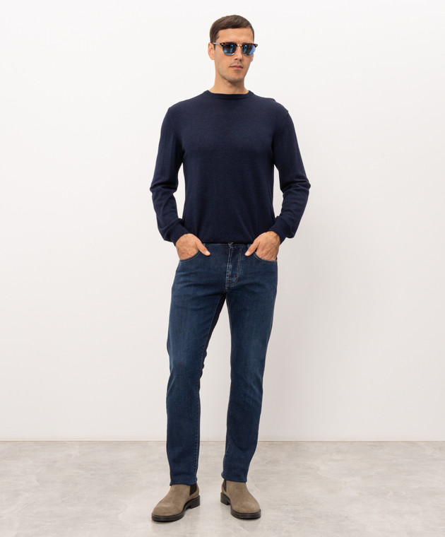 Cashmere&Whiskey Синій джемпер з вовни, шовку та кашеміру 472 зображення 2