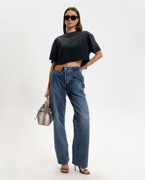 AMIRI Сіра укороченв футболка з нашивкою монограми AWTOJR1030