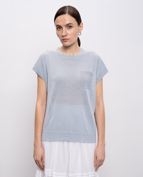 Peserico Блакитний топ з льоном S99179F129056V