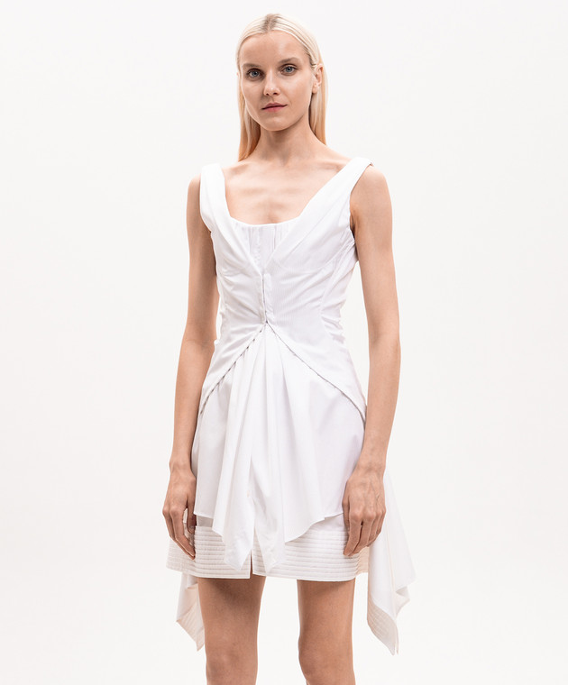 Alexander McQueen Белое платье асимметричного кроя 868507QAACZ изображение 3