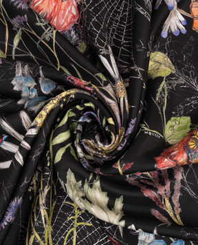 Alexander McQueen Чорна хустка із шовку в квітковий візерунок Spider 8585293001Q