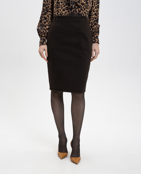 Saint Laurent Коричнева спідниця-олівець з логотипом 845698Y09WJ