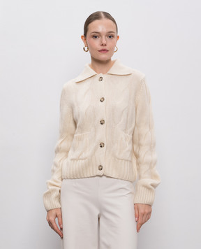 Allude Бежевий кардиган з кашеміру та шовку у візерунок 25577000