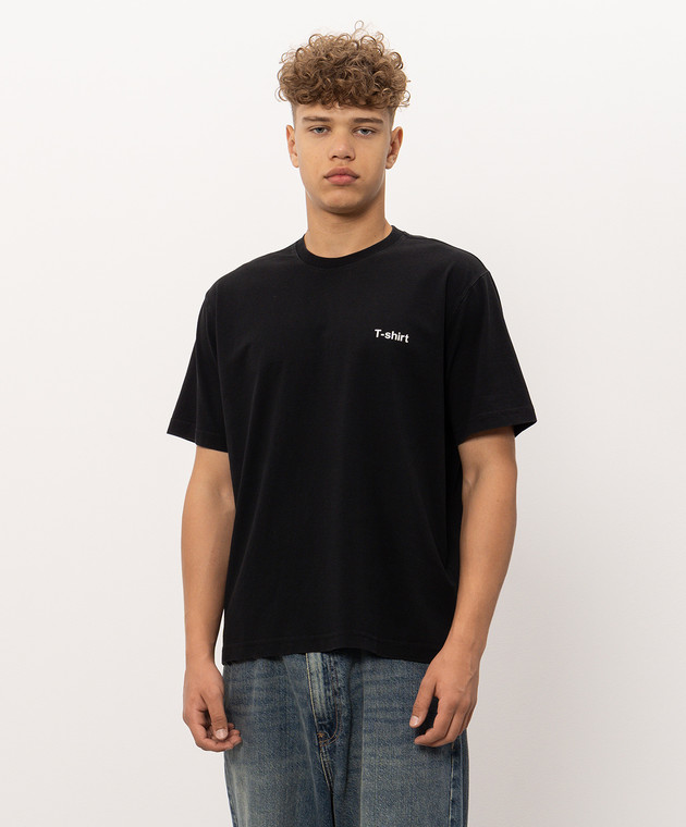 Vetements Чорна футболка з принтом напису MH27TR221Bm зображення 3