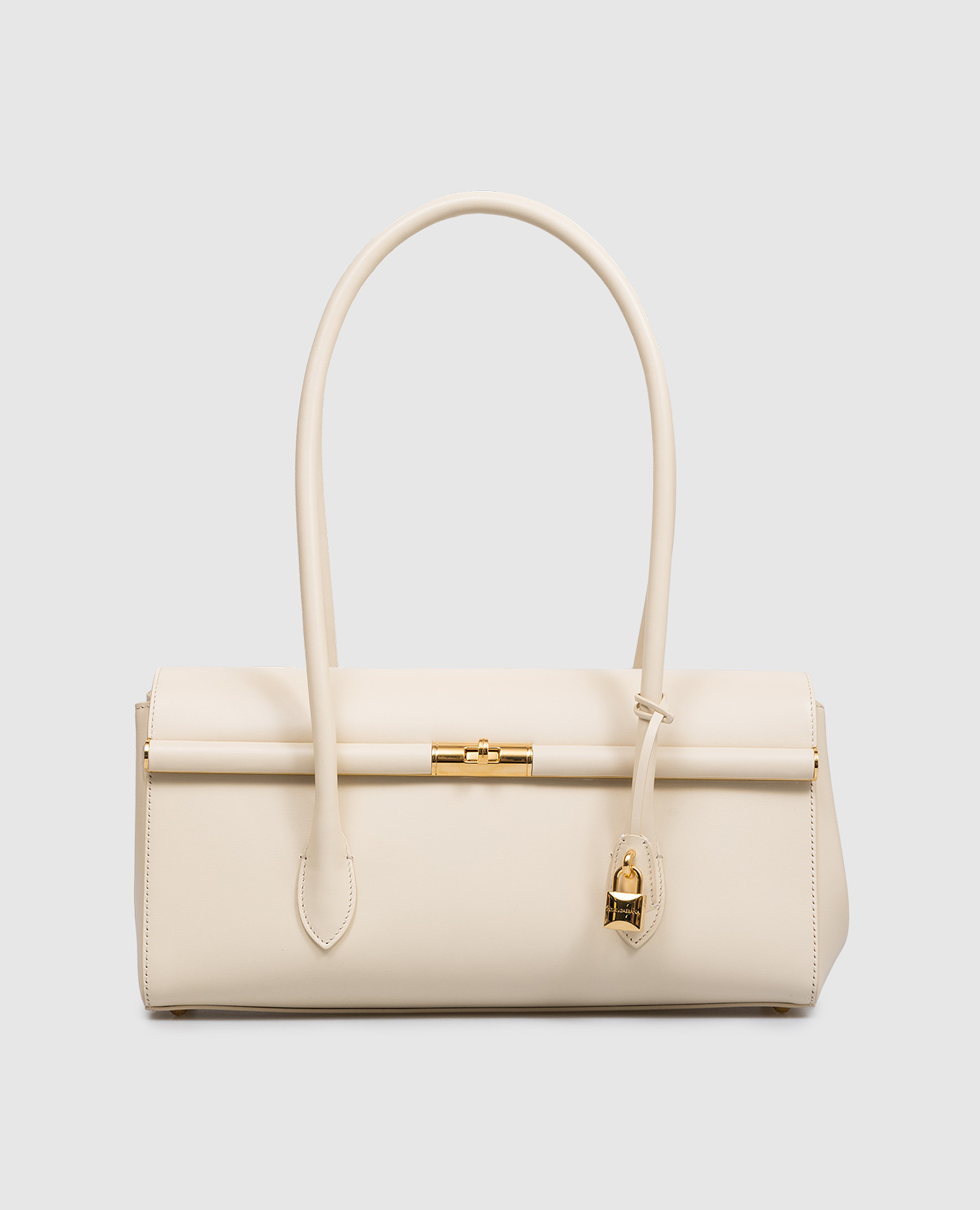 Бежевая кожаная сумка-багет Marlene