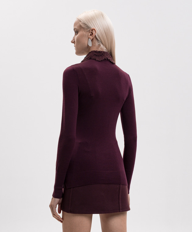 Ermanno Scervino Бордовый джемпер из шерсти с кружевом D495M311APATL изображение 4