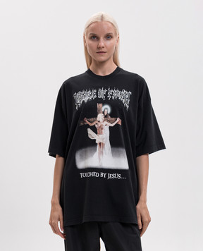 Vetements Черная футболка с брендовым принтом MH27TR209Bw