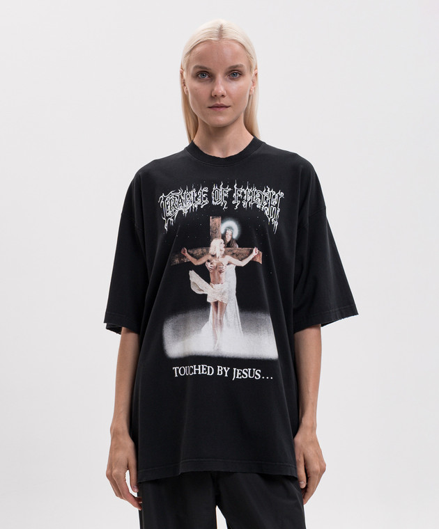 Vetements Черная футболка с брендовым принтом MH27TR209Bw изображение 3
