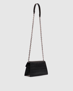 Alexander McQueen Черная кожаная сумка Skull с тиснением под кожу крокодила 8746981HBT2
