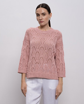 Peserico Розовый ажурный джемпер с пайетками A99054F0309110