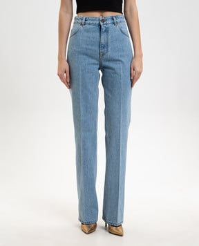 Balmain Блакитні джинси з патчем логотипа GF1MI070DG11