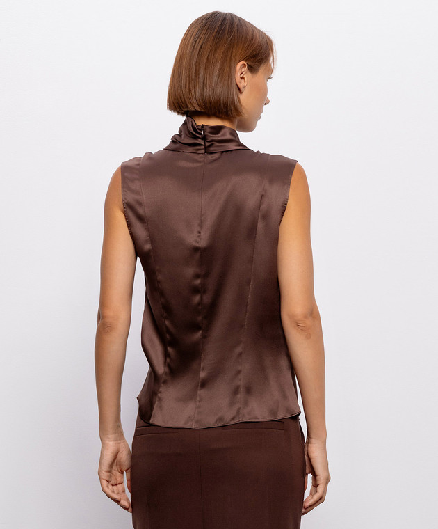 Brunello Cucinelli Коричневая блуза с драпировкой M0C59B1T04 изображение 4
