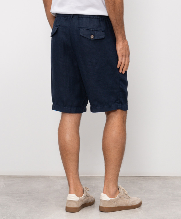 Brunello Cucinelli Синие шорты из льна M243DU0065 изображение 4