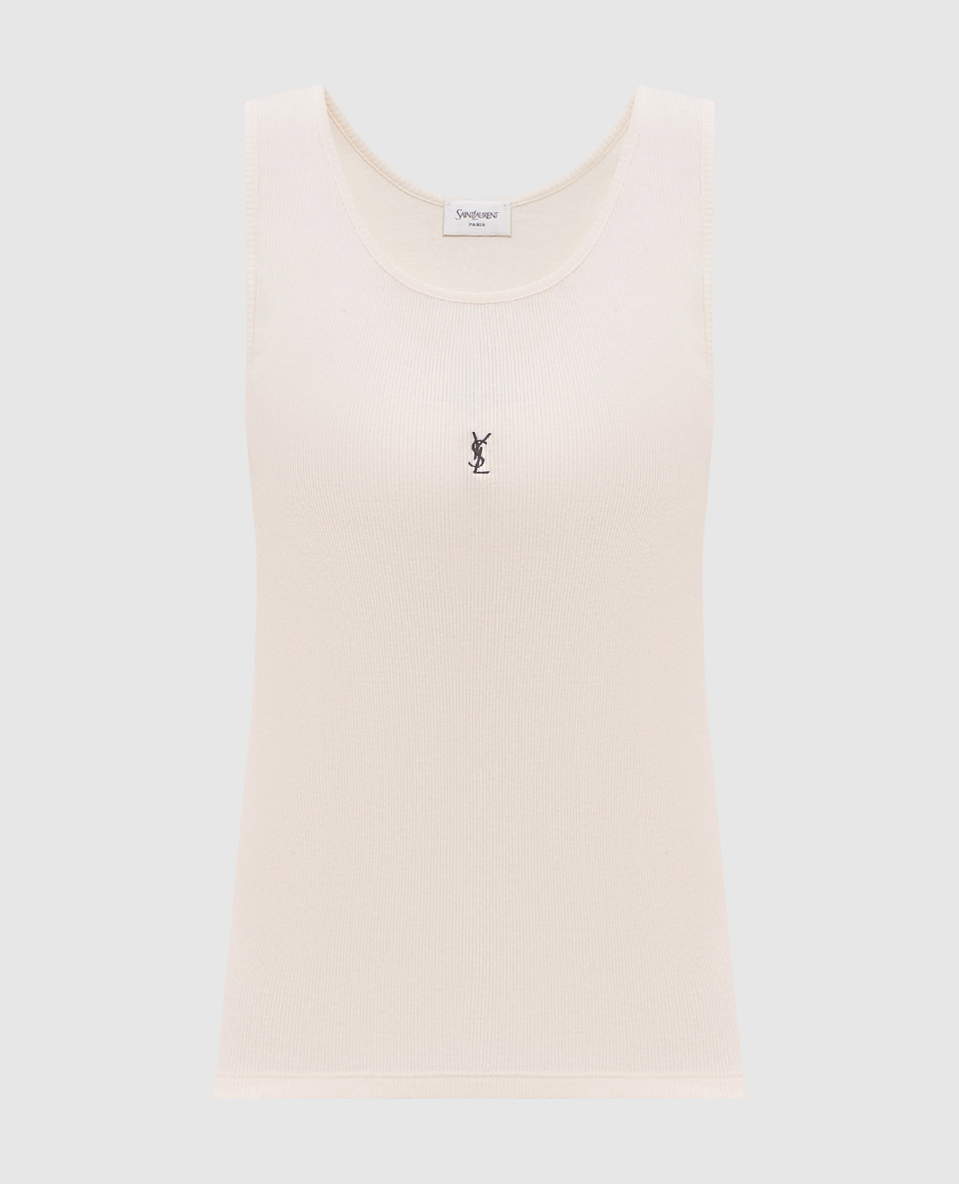 Бежевый топ в рубчик