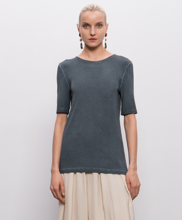 UMA WANG Синя футболка Tea UW1038 зображення 3