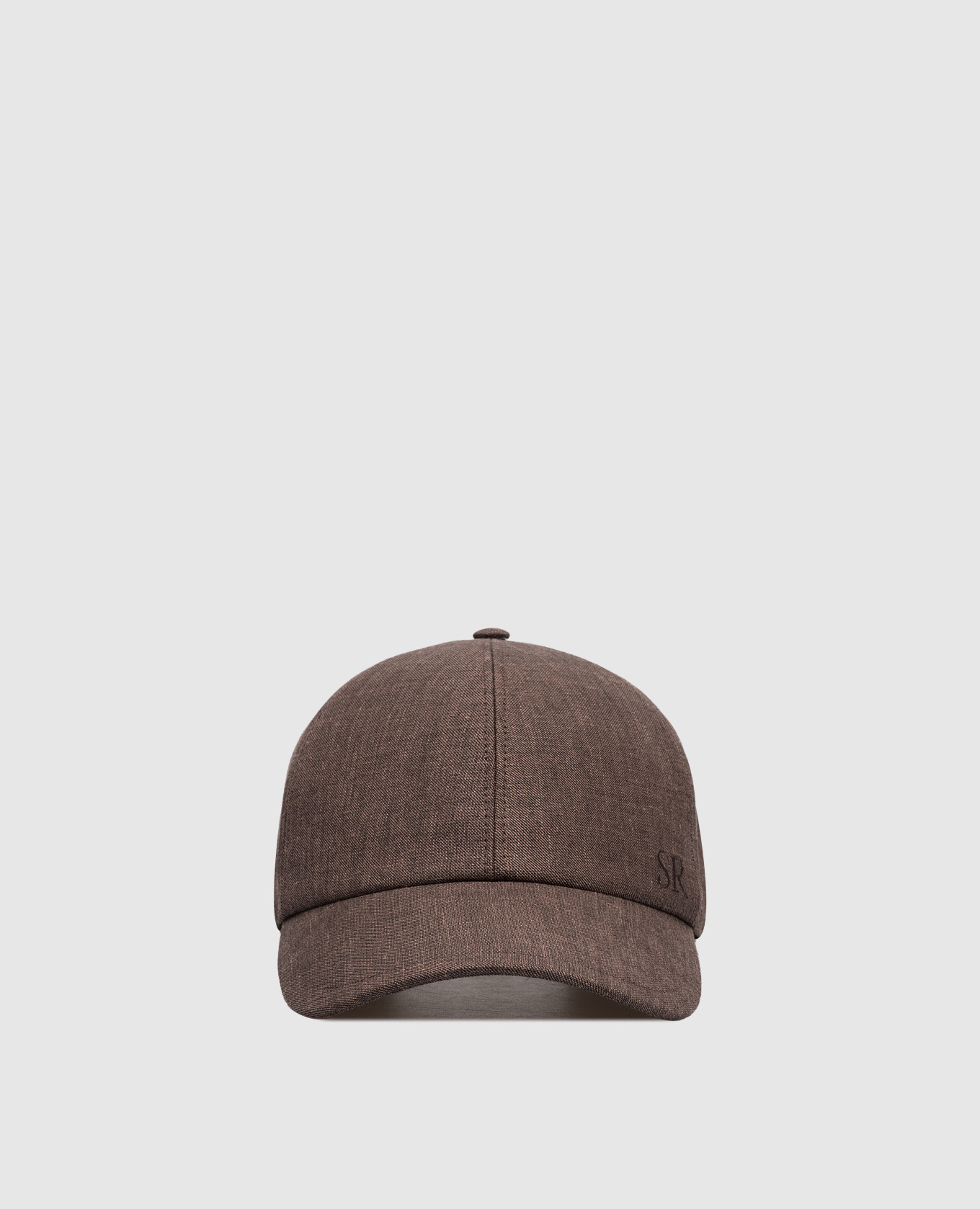 Коричневая кепка из льна, шерсти и шелка