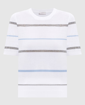 Peserico Білий топ в смужку A99091F149173M