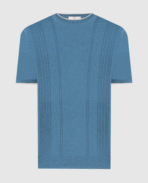 Enrico Mandelli Синяя футболка с шелком 3K025A5645