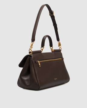 Dolce&Gabbana Коричневая кожаная сумка-сетчел My Sicily BB7782B7321