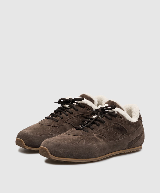 Officine Creative Коричневые замшевые кроссовки Away на меху AWAY102 изображение 2