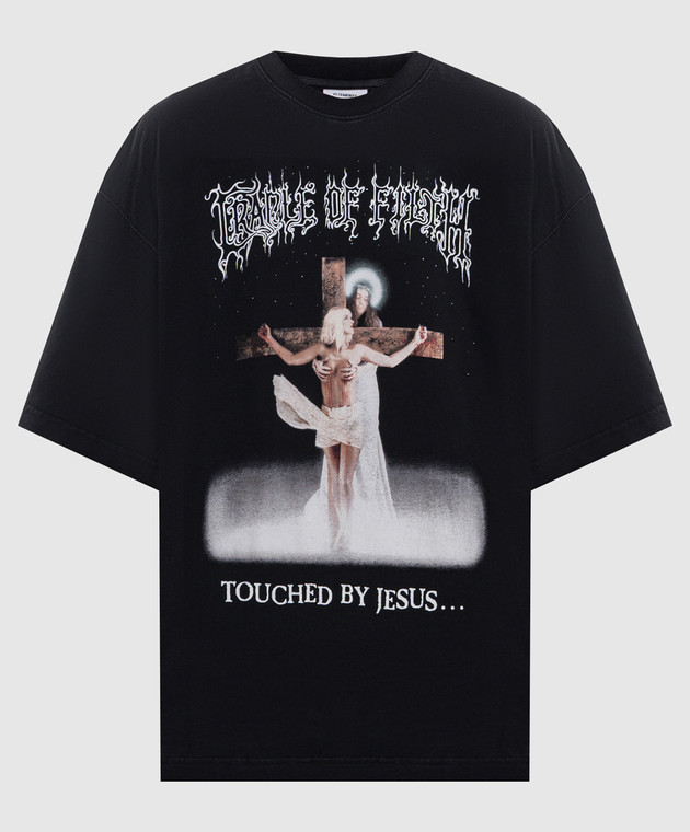 Vetements Черная футболка с брендовым принтом MH27TR209Bw