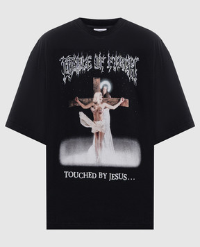 Vetements Черная футболка с брендовым принтом MH27TR209Bw
