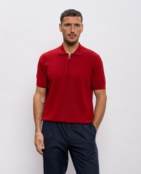 Stefano Ricci Красное поло с шерсти, кашемира и шелка в узор W505507P31W26150