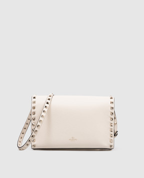 Valentino Кожаная сумка Rockstud цвета айвори 8W0B0181VSF