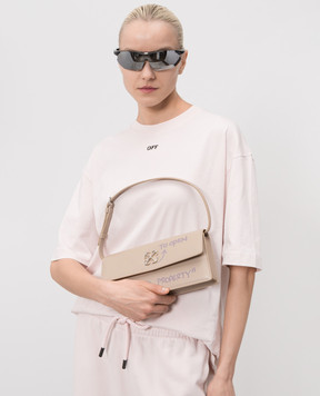 Off-White Бежева шкіряна сумка Jitney 1.0 OWNN172S26LEA001