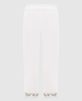Twinset Белые брюки с аппликацией 261LB2CBB