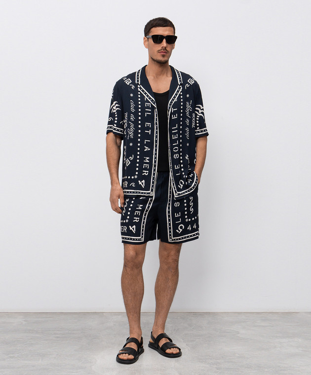 Balmain Сині шорти з принтом GH0PA145VI82 зображення 2