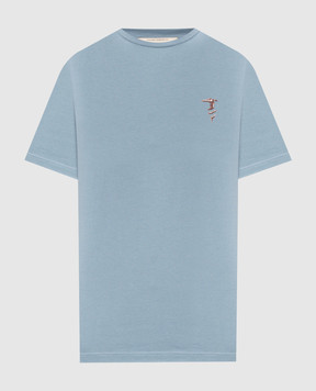 Trussardi Голубая футболка с принтом эмблемы G0568000127NMTS14J02