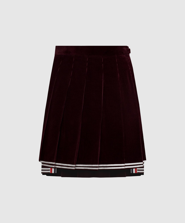 Thom Browne Бордовая вельветовая юбка-плиссе FGCA37NF0957
