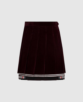 Thom Browne Бордовая вельветовая юбка-плиссе FGCA37NF0957