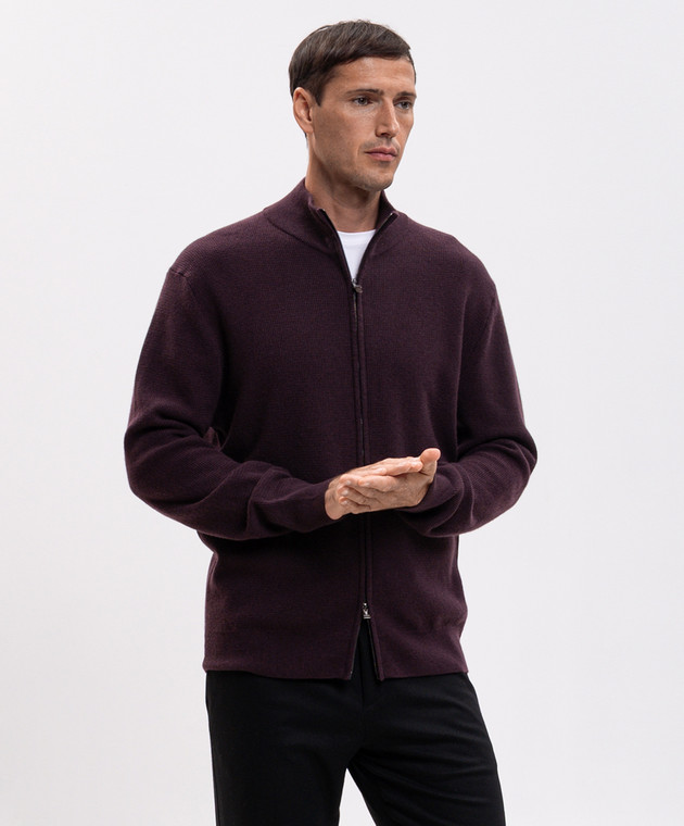 Canali Бордовий кардиган з кашеміру MK02546C0022 зображення 3