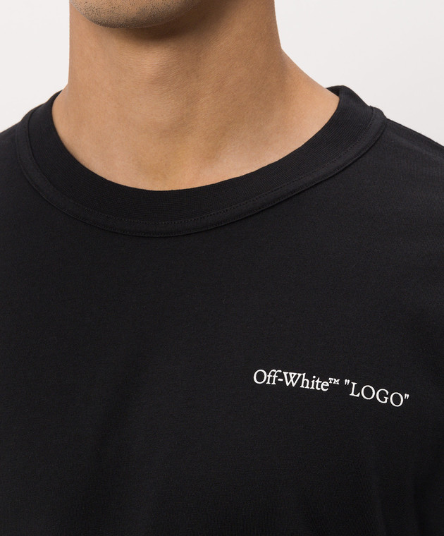 Off-White Черная футболка с принтом Logo 44MAA16MF26J00L изображение 5