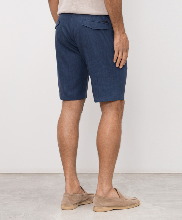 Stefano Ricci Синие шорты из льна и шерсти M1T6100300WL003L изображение 4