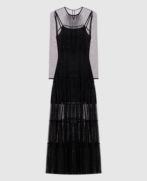 Twinset Чорна сукня максі з люрексом 262TT2150