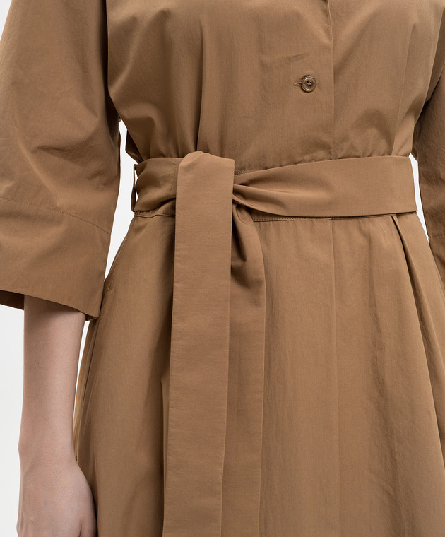 Max Mara Weekend Коричневое платье-рубашка PADANA с поясом WKDPADANA изображение 5