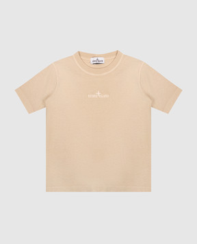 Stone Island Дитяча бежева футболка з вишивкою логоттипа L1S162100006S005014