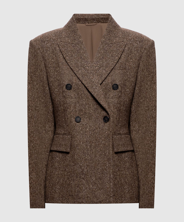 Brunello Cucinelli Коричневый двубортный жакет с шерстью MD0027246