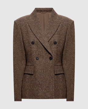Brunello Cucinelli Коричневый двубортный жакет с шерстью MD0027246