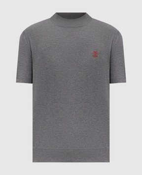 Brunello Cucinelli Серая футболка с вышивкой эмблемы M29800104