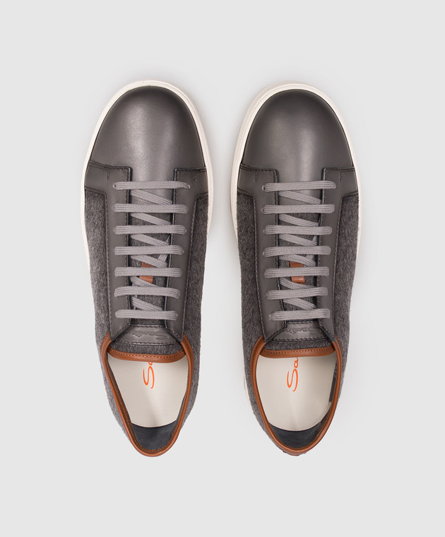 Santoni Сірі комбіновані кеди MBCD22241BARTLNL зображення 4