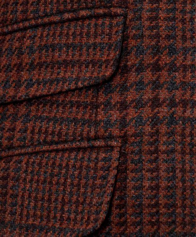 Brunello Cucinelli Коричневый пиджак Tailor Cavallo из кашемира в клеточку MV4667BWD1 изображение 5