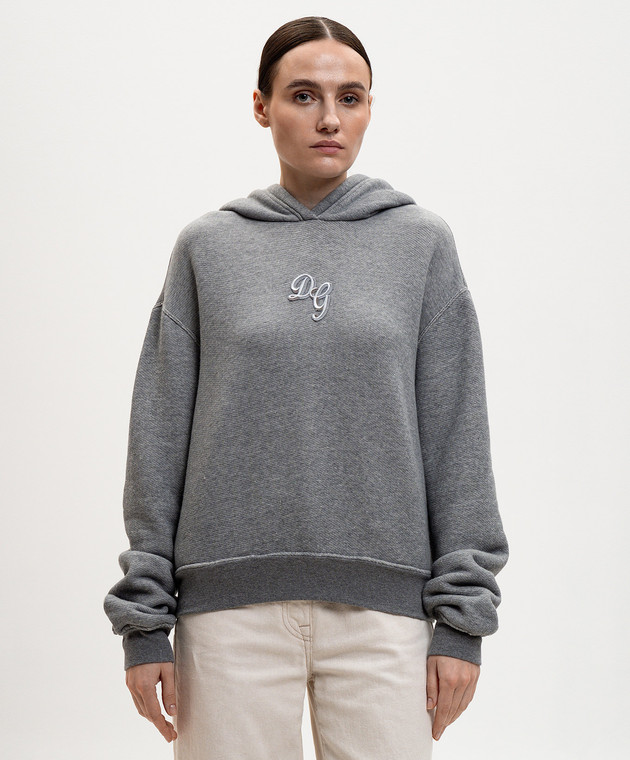 Dolce&Gabbana Серые худи с нашивкой монограммы F9S47ZGDDME изображение 2