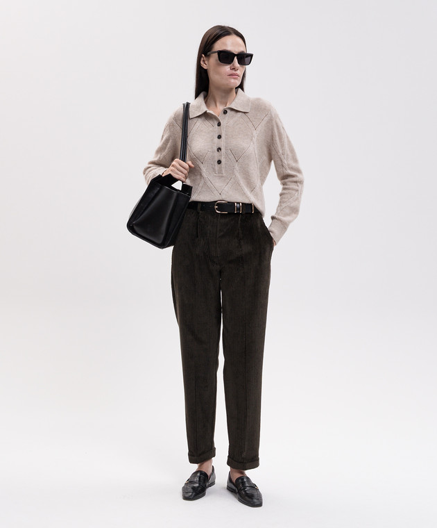 Kiton Зеленые бархатные брюки с отворотами D50105K0590I изображение 2