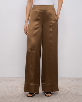 JOSEPH Коричневые брюки Dijon из шелка JF009609