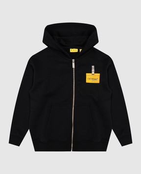 Off-White Дитяча чорна спортивна куртка з принтом 44BBE001F26F001